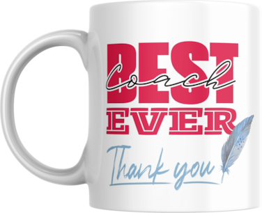 Best Coach Ever Thank You Coffee Mug by SiestaSafari, 11 oz, Ceramic, Appreciation Gift for Coach, Mentor, Leader, Teacher, Boss, Manager