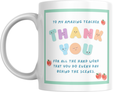 Teacher Appreciation Coffee Mug, With Green Outline, Gift for Teachers, Teachers Day Gift