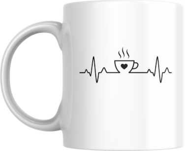 Heartbeat Pulse I Love Coffee Mug, 11oz, For Home or Office
