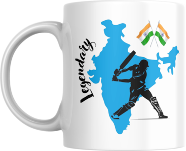 Legendary Indian Cricket Coffee Mug with Indian Map and Flag, Gift for Indian Cricket Lovers, All Ages, Men and Women