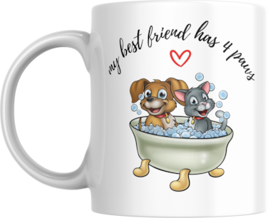 My Best Friend Has 4 Paws Coffee Mug, Gift for Pet Owner, Animal Lover, Friends, Family