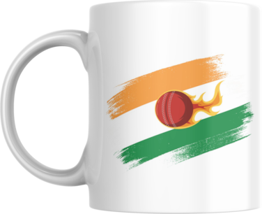 India Cricket Fireball Coffee Mug, 11oz, Gift for Indian Cricket Fan; Father's Day; Birthday; Friend; Coach; Cricketer