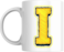 Decorative Letter Coffee Mug With Alphabet Initials Printed on Front Side, 11 oz, Gift for Man or Woman, Colleague, Friend, Sister, Brother, For Birthday, Home, Office (I)