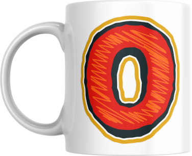 Decorative Letter Coffee Mug With Alphabet Initials Printed on Front Side, 11 oz, Gift for Man or Woman, Colleague, Friend, Sister, Brother, For Birthday, Home, Office (O)