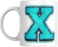 Decorative Letter Coffee Mug With Alphabet Initials Printed on Front Side, 11 oz, Gift for Man or Woman, Colleague, Friend, Sister, Brother, For Birthday, Home, Office (X)