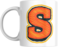 Decorative Letter Coffee Mug With Alphabet Initials Printed on Front Side, 11 oz, Gift for Man or Woman, Colleague, Friend, Sister, Brother, For Birthday, Home, Office (S)
