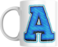 Decorative Letter Coffee Mug With Alphabet Initials Printed on Front Side, 11 oz, Gift for Man or Woman, Colleague, Friend, Sister, Brother, For Birthday, Home, Office (A)
