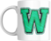 Decorative Letter Coffee Mug With Alphabet Initials Printed on Front Side, 11 oz, Gift for Man or Woman, Colleague, Friend, Sister, Brother, For Birthday, Home, Office (W)
