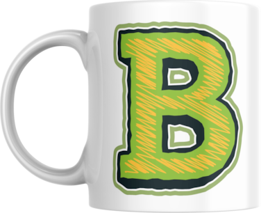 Decorative Letter Coffee Mug With Alphabet Initials Printed on Front Side, 11 oz, Gift for Man or Woman, Colleague, Friend, Sister, Brother, For Birthday, Home, Office (B)