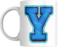 Decorative Letter Coffee Mug With Alphabet Initials Printed on Front Side, 11 oz, Gift for Man or Woman, Colleague, Friend, Sister, Brother, For Birthday, Home, Office (Y)