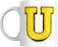 Decorative Letter Coffee Mug With Alphabet Initials Printed on Front Side, 11 oz, Gift for Man or Woman, Colleague, Friend, Sister, Brother, For Birthday, Home, Office (U)