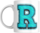 Decorative Letter Coffee Mug With Alphabet Initials Printed on Front Side, 11 oz, Gift for Man or Woman, Colleague, Friend, Sister, Brother, For Birthday, Home, Office (R)