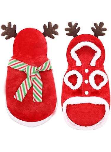 Aimondow Pet Dog Christmas Clothes Costume, Xmas Holiday Santa Warm Soft Puppy Sweater, Christmas Party Cosplay Costumes for Small Medium Dogs and Cats (Reindeer, Large)