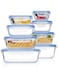 Vtopmart 8 Pack Glass Meal Prep Containers with Leak Proof Locking Lids, Airtight Food Storage Containers for Microwave, Oven, Freezer and Dishwasher, BPA Free, Blue