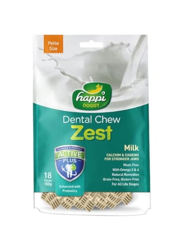Happi Doggy Dental Chew Zest-Milk-2.5" (18 pieces)-150g