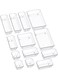 13 PCS Clear Plastic Drawer Organizers Set, 5-Size Versatile Bathroom and Vanity Drawer Organizer Trays, Storage Bins for Makeup, Bedroom, Kitchen Gadgets Utensils and Office