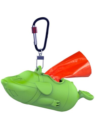Khazna Dog Garbage Bag Dispenser, Equipped with 10 Rolls of Red Garbage Bags, Abs Plastic Body, 360 Degree Rotatable Lock Belt Buckle (Green)