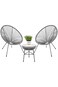 GAIA HOME Outdoor Balcony Furniture Set Grey &ndash; 3 Piece PE Patio Bistro Set