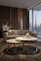 GAIA HOME Ceramic Nesting Coffee Table Set Gold &ndash; 2 Round Marble Look Tables