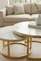 GAIA HOME Ceramic Nesting Coffee Table Set Gold &ndash; 2 Round Marble Look Tables