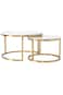 GAIA HOME Ceramic Nesting Coffee Table Set Gold &ndash; 2 Round Marble Look Tables
