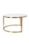 GAIA HOME Ceramic Nesting Coffee Table Set Gold &ndash; 2 Round Marble Look Tables