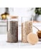 Lushh Borosilicate Glass Food Storage Jars, Air Tight Kitchen Food Storage Container Set with Natural Bamboo Lids for Candy Cookie Rice Sugar Flour Pasta Nuts,1200 ML 2Pcs Set