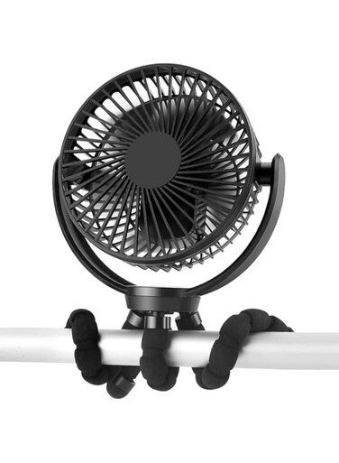 Arabest Stroller Fan, 5200mAh Rechargeable Battery Powered Clip Fan with Flexible Tripod, Ultra Quiet 360&deg; Adjustable USB Fan Portable Fan, 3 Speeds Car Fan for Stroller, Car Seat, Treadmill (Black)
