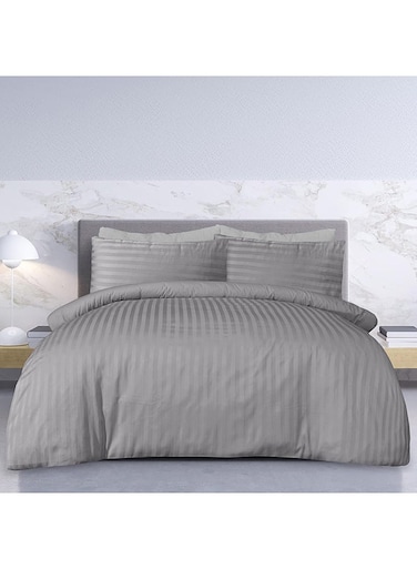 COLLECTION Stripe Single Dark Grey Duvet Cover set with Single Pillow Case 160x220 cm