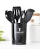 Pcs Silicone Kitchen Utensils Set Heat Resistant Cooking Tools for Non Stick Cookware Easy to Clean Kitchen Baking Kit with Holder, Black