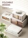 2 Pcs Stackable Folding Storage Box Closet Double Door With Handle Lids Organizer For Clothes Shoes Toys Stationeries Bedroom Bathroom Collapsible Storage Bin - Tea Color