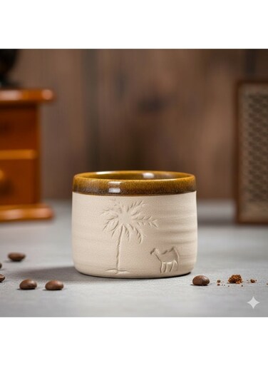 coffee mug, Palm trees and camels, Arabica coffee cup, 120ml, 1pc