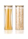 Glass Jars for Food Storage, Airtight Glass Food Canisters for Home and Kitchen, BPA Free Containers with Bamboo Lids for Candy, Rice, Coffee, Tea, Cookie, Sugar, Flour, Pasta, Nuts, 2 Pack 68oz