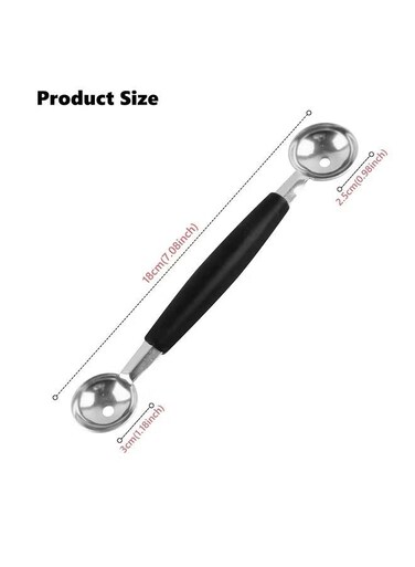 Double-Sided Fruit Melon Baller Spoon, 2 in 1 Stainless Steel Melon Ballers Melon Scoop for Watermelon Cantaloupe Ice Cream