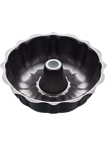 JANNAH 10 Inch Bundt Non Stick Cake Pan Fluted Round Cake Pan Round Cake Mold (BLACK)