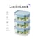 LocknLock Classic Plus Rectangle Food Container 385ml (PACK of 3) &ndash; Mint, Airtight Leakproof, BPA-Free, Microwave &amp; Freezer Safe