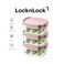 LocknLock Classic Plus Rectangle Food Container 385ml (PACK of 3) &ndash; Pink, Airtight Leakproof, BPA-Free, Microwave &amp; Freezer Safe