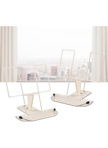 NOAEOU 2pc Book Stand for Reading, Adjustable Reading Rest Book Holder, Documents Holder, Sturdy Book Stand for Recipes，Textbooks，Tablet，Music Books (Milky White)