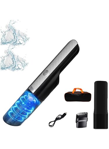 QUEENADA Handheld Car Vacuum Wireless -12000pa Handheld Vacuum Cordless with Rechargeable 4000mah Battery, Portable Digital Hand Vacuum with 2 Suction Modes for Car Home(Black)