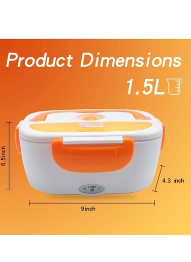Lunch Box 2 in 1, Portable Food Warmer Heating,Food-Grade Container, 12V 110V 40W Adapter, Car Truck Home Work Use, Spoon and 2 Compartments Included (orange)