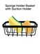 Stainless steel drain basket with suction holder for Sponge, Scrubber, Soap in Kitchen Sink, Bathroom, Bathtubs, 5.75''x2.25''x2.6'', Black
