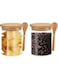 Mash 2-Piece Round Borosilicate Glass Jar With Wooden Bamboo Spoon And Airtight Lid For Kitchen, Cereals, Pasta, Tea, Coffee, Snacks, And Spices - 500 ML (17 Oz) Transparent
