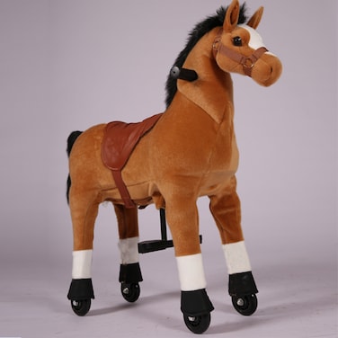 TOBYS LIGHT BROWN HORSE WITH WHITE SPOTE &amp; BLACK TAIL RIDEAMAL RIDEON FOR KIDS