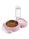 Khazna Automatic Pet Feeder Water Dispenser 2 in 1 set, Water and Food Steel Bowl Dispenser Bottle Detachable Stainless, for Small Dogs and Cats (Pink)