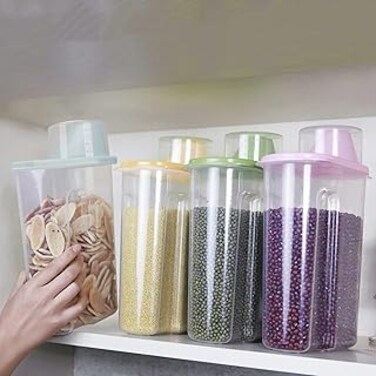 Diylove Dog Food Container, Airtight Cat Pet Food Storage Container with Measuring Cup, Dry Food Dispenser for Dog Cat Bird Fish,4pack(pink,green,orange,blue)