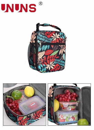 Portable Insulated Lunch Bag,Waterproof Oxford Lunch Bag With Bottle Position,Print Pattern Design,For Office Work School Kids Adults
