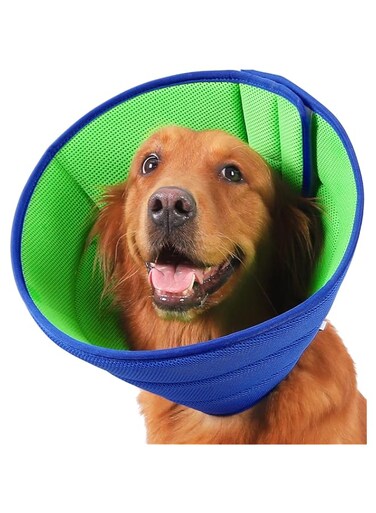 KASTWAVE Dog Cones for Dogs After Surgery, Extra Soft Elizabethan Breathable Dog Cones for Large and Medium Small Dogs and Cats, Adjustable Lightweight E-Collars for Pets