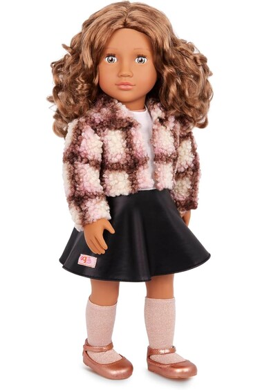 Our Generation Ana Doll With Plaid Shacket And Leather Skirt