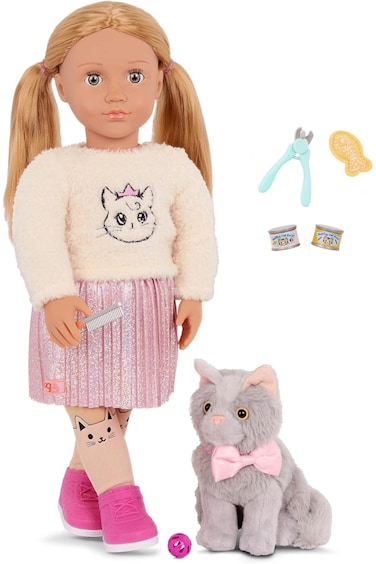 Our Generation Sheela And Sammy Doll With Pet Kitten