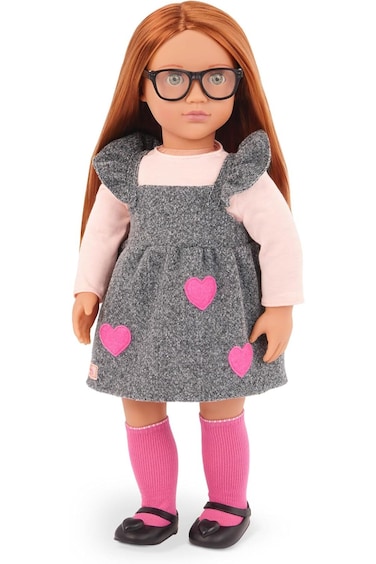 Our Generation Kelly Doll In School Dress And Heart Patches